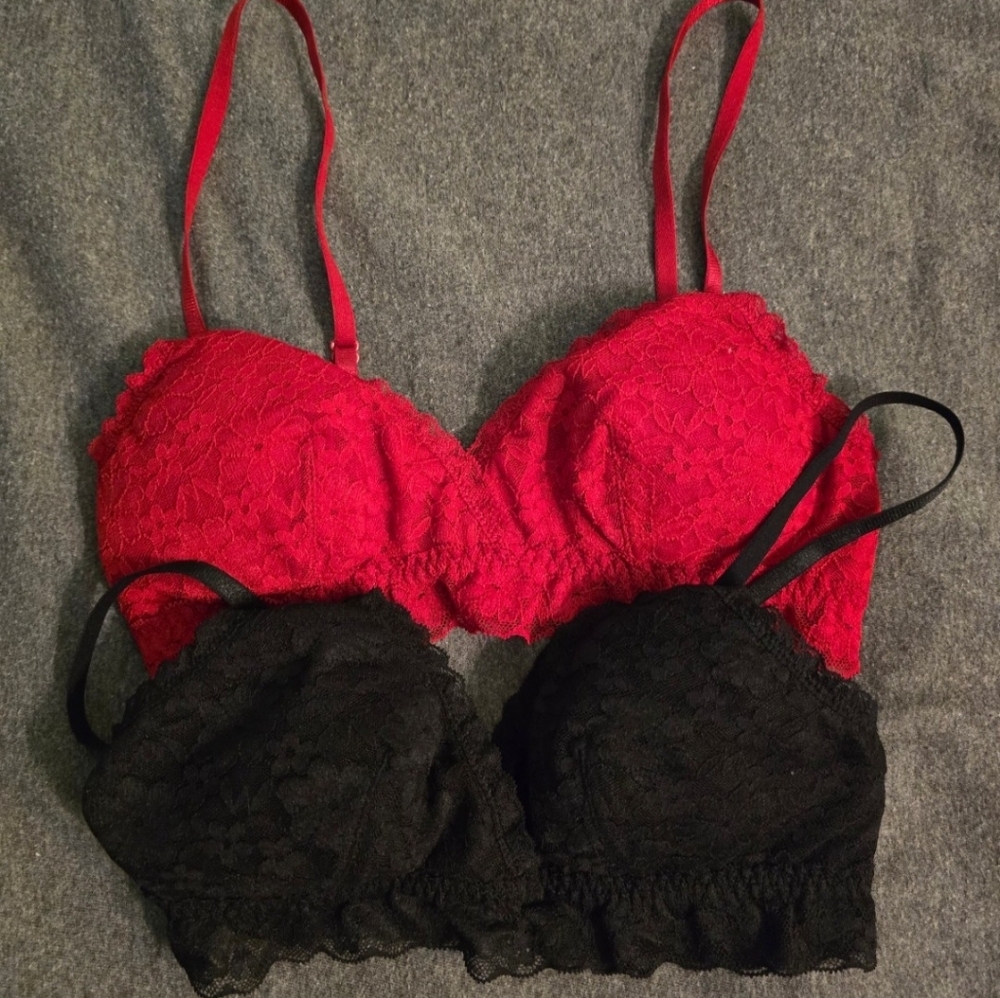 H&M Lace Bralette Duo - Red & Black